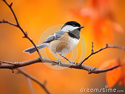 Black capped Chickadee bird Cartoon Illustration