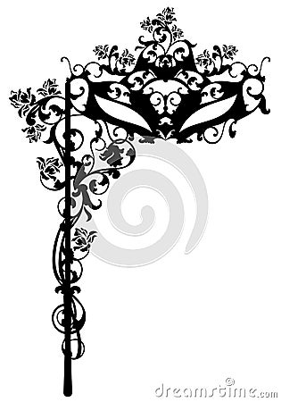 Black carnival mask with rose flowers Vector Illustration