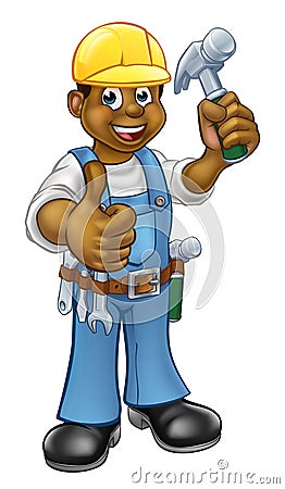 Black Carpenter Handyman Vector Illustration