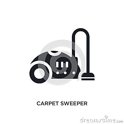 black carpet sweeper isolated vector icon. simple element illustration from furniture and household concept vector icons. carpet Vector Illustration