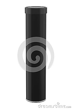 Black Cartridge Tube for Grease Lubricant Isolated on White Background. Stock Photo