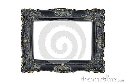 Black carved picture frame Stock Photo
