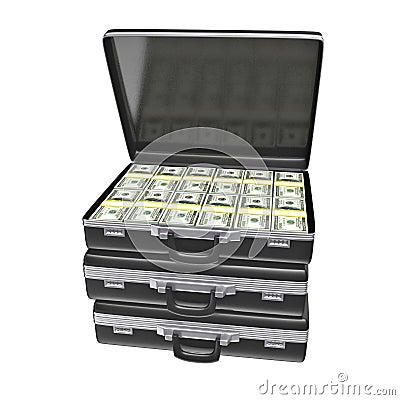 Black case with money Stock Photo