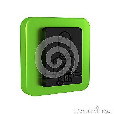 Black Casino dealer icon isolated on transparent background. Casino croupier. Green square button. Stock Photo