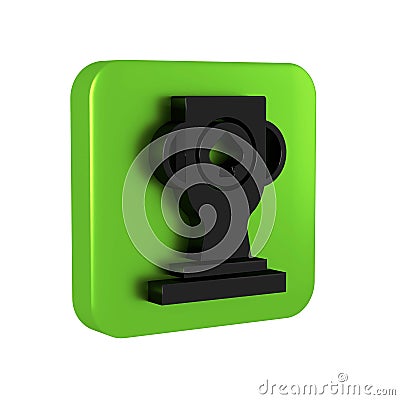 Black Casino poker trophy cup icon isolated on transparent background. Green square button. Stock Photo