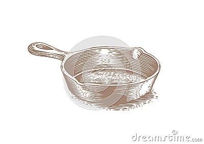 Black cast iron pan Vector Illustration