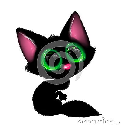 Black Cat Big Eyes Cartoon Character Stock Illustration ...