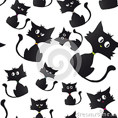 Black cat cartoon sample background Vector Illustration