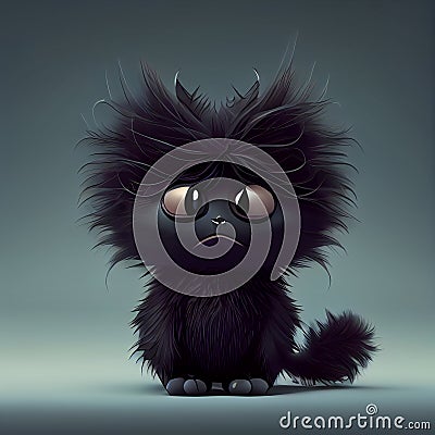 Black cat cartoons cute animal Stock Photo