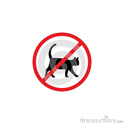 Black cat in red crossed circle. Forbidden, unallowed sign. No animals, no pets Stock Photo