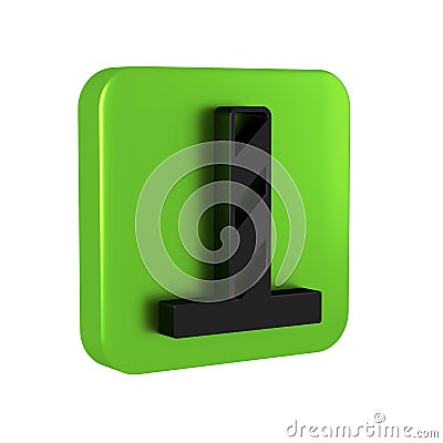 Black Cat scratching post with toy icon isolated on transparent background. Green square button. Stock Photo