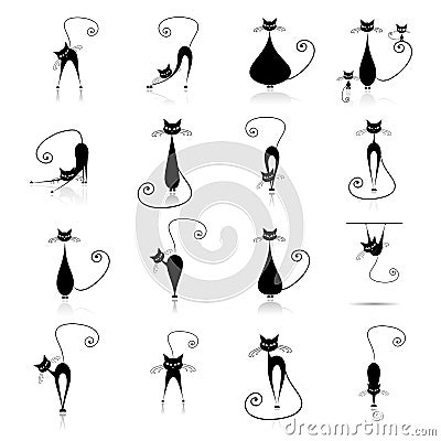 Black cat silhouette collections Vector Illustration