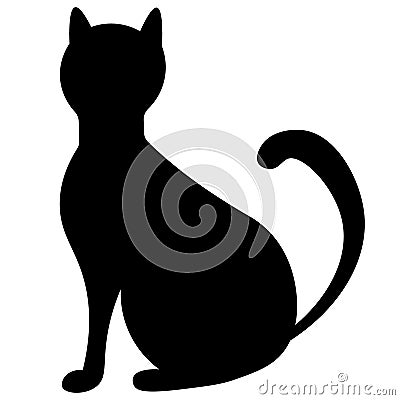 Black cat. Silhouette. Vector illustration. Creation associated with omens and superstitions. Outline on an isolated background. Vector Illustration