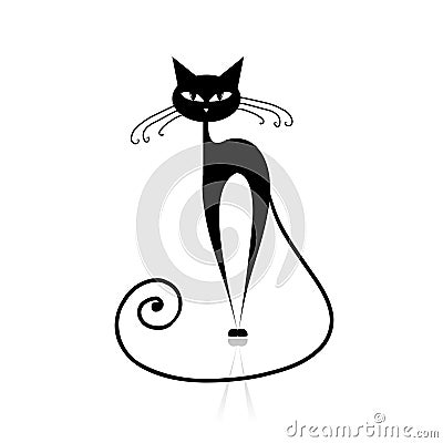 Black cat silhouette for your design Vector Illustration