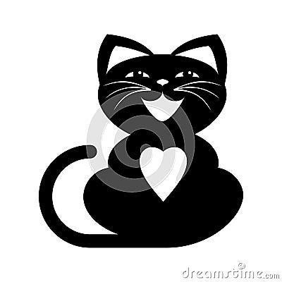 Black cat sitting icon Vector Illustration