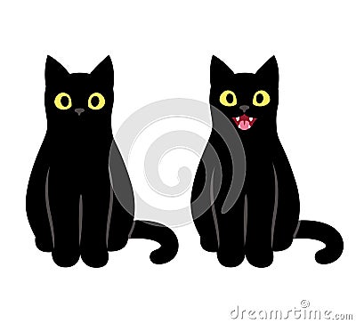 Black cat sitting illustration Vector Illustration