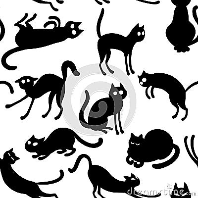 Black cats set Vector Illustration