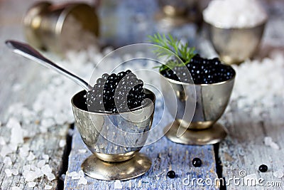 Black caviar, luxurious delicacy appetizer. Selective focus Stock Photo