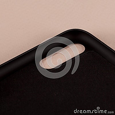 Black cell phone case close-up Stock Photo