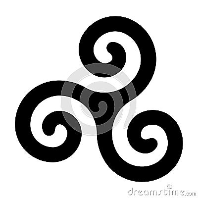 Black celtic spiral triskele on white background Vector Illustration
