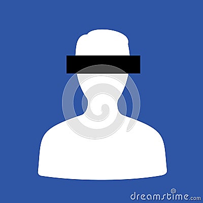 Black censor bar hides face of anonymous person Vector Illustration