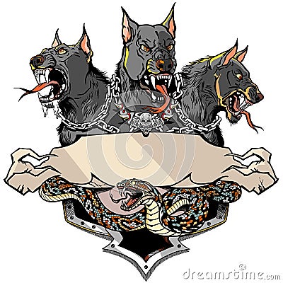 Black Cerberus Hellhound. Design template Vector Illustration