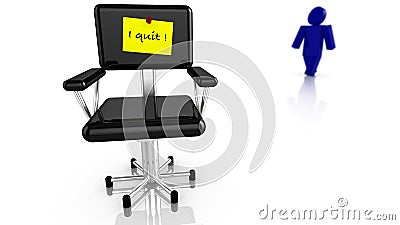 Black chair with resignation notice Stock Photo