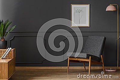 Black chair in room interior Stock Photo