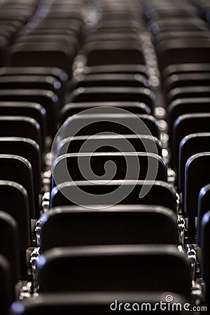 Black chairs in big empty congress room Stock Photo