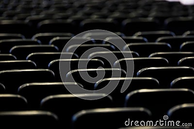 Black chairs in big empty congress room Stock Photo