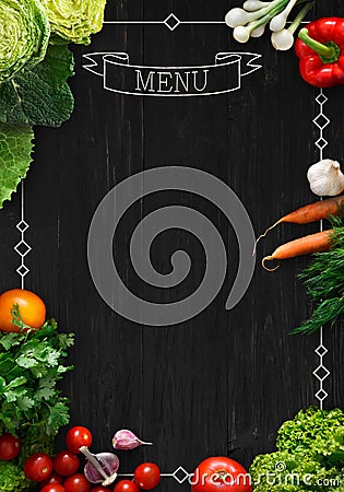 Black chalkboard as mockup for restaurant menu Stock Photo