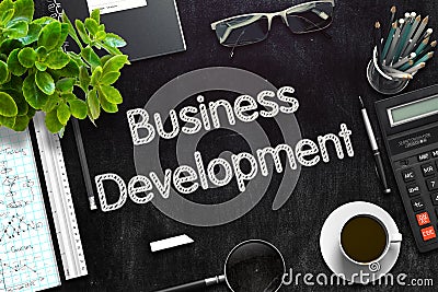 Black Chalkboard with Business Development. 3D Rendering. Stock Photo