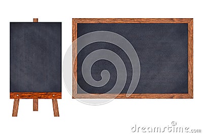 Black chalkboard collection in wooden frame. Stock Photo