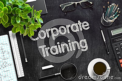 Black Chalkboard with Corporate Training. 3D Rendering. Stock Photo