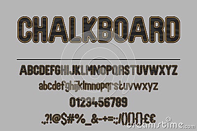 Black Chalkboard Font Set. Vintage Typography for Educational Designs Vector Illustration