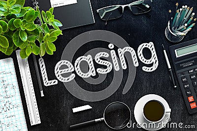 Black Chalkboard with Leasing. 3D Rendering. Stock Photo