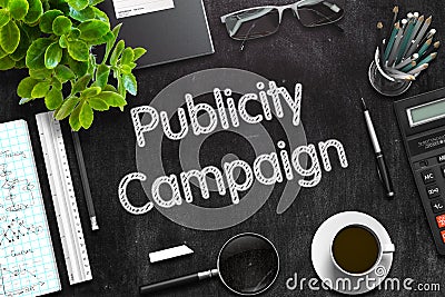 Black Chalkboard with Publicity Campaign. 3D Rendering. Stock Photo