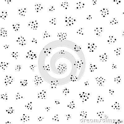 Black chaotic dots on white, vector seamless pattern Vector Illustration