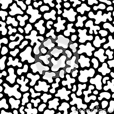 black chaotic spots on white background, abstract endless texture Vector Illustration