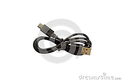 Black charger cable isolated on white background Stock Photo