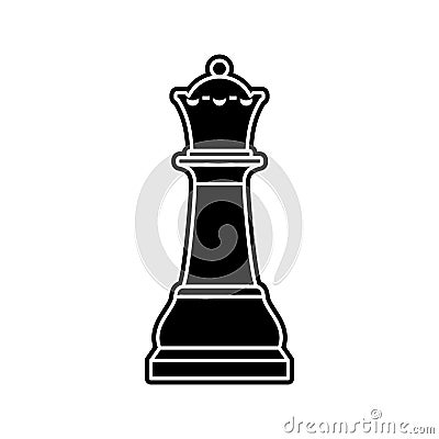 Black chess Queen piece on white background Vector Illustration