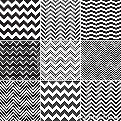 Black Chevron seamless patterns Stock Photo