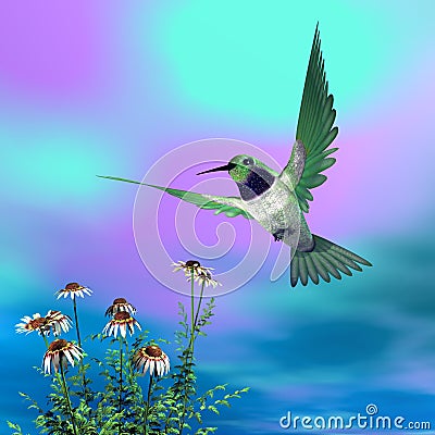 Black-chinned hummingbird - 3D render Stock Photo