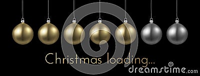 Christmas loading banner with golden Christmas balls. Vector Illustration