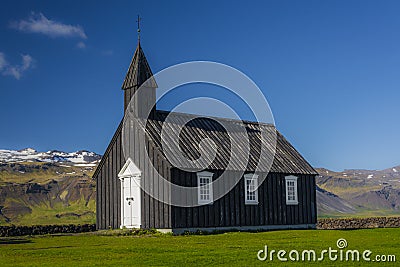 The Black Church of Budir, Iceland Stock Photo