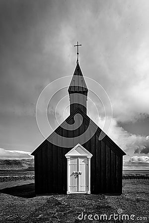 The Black Church at Budir, Iceland Stock Photo