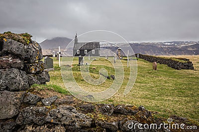 The black church of Budir Iceland Editorial Stock Photo