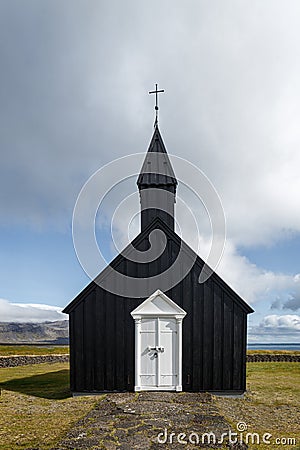 The Black Church at Budir, Iceland Stock Photo