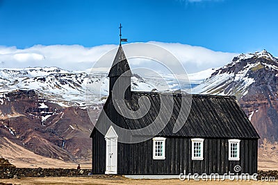 Black Church of Budir in Iceland Editorial Stock Photo