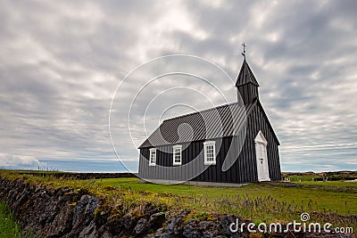 Black church of Budir at Snaefellsnes peninsula in Iceland. Stock Photo